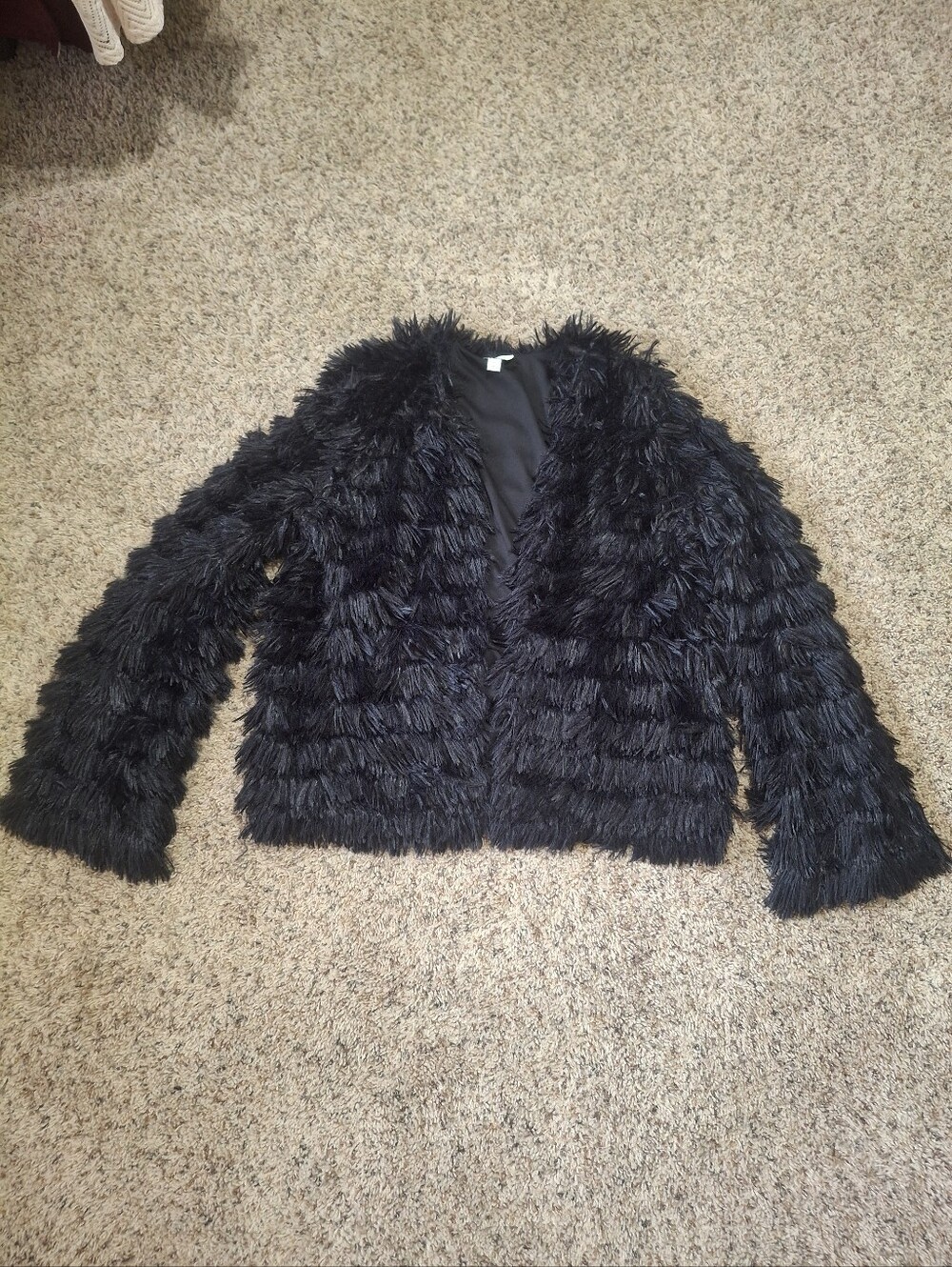 Women's Black Faux Fur Fringe Jacket